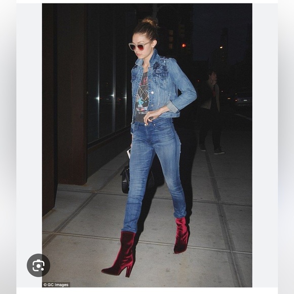 Stuart Weitzman Velvet Burgundy Ankle Booties